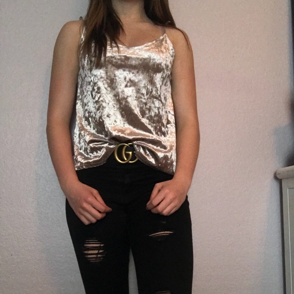 Socialite pink crushed velvet tank top